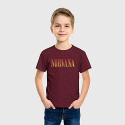 Футболка хлопковая детская Nirvana logo, цвет: меланж-бордовый — фото 2