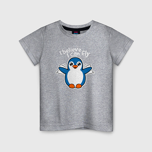 Детская футболка Fly penguin / Меланж – фото 1