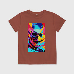 Футболка хлопковая детская Cool skull - pop art, цвет: кирпичный