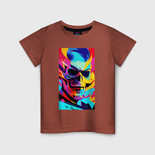 Детская футболка Cool skull - pop art / Кирпичный – фото 1