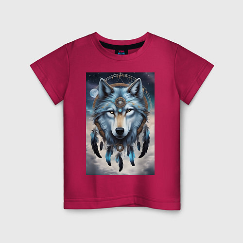 Детская футболка Шаман волк / Маджента – фото 1