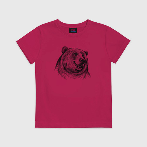 Детская футболка Медведь улыбается / Маджента – фото 1