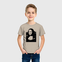 Футболка хлопковая детская Mona Lisa in black white, цвет: миндальный — фото 2