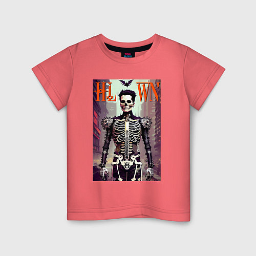 Детская футболка Skeleton fashionista - art - poster / Коралловый – фото 1