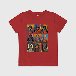 Футболка хлопковая детская Team fortress 2 - портреты персонажей, цвет: красный