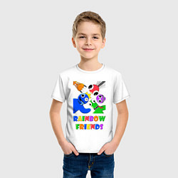 Футболка хлопковая детская Rainbow Friends персонажи, цвет: белый — фото 2