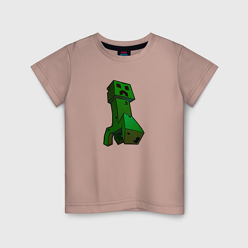 Детская футболка Крипер Майнкрафт персонаж / Пыльно-розовый – фото 1