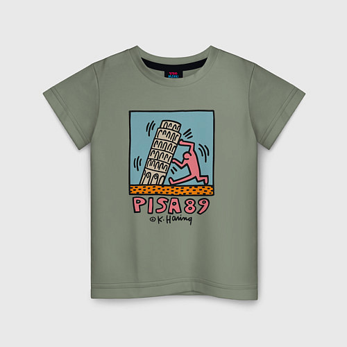 Детская футболка Поп арт Кит Харинг - Пизанская башня / Авокадо – фото 1