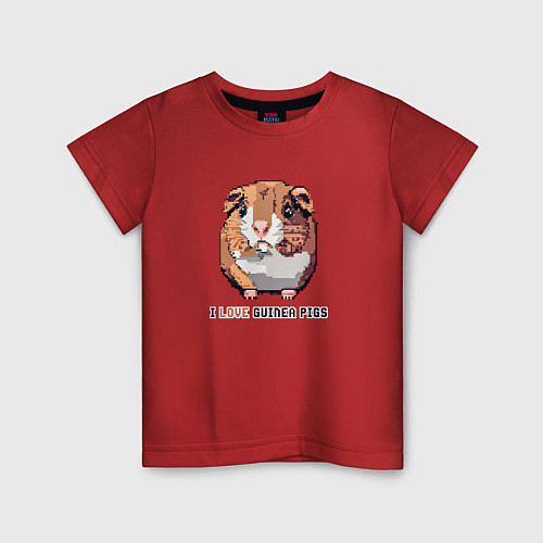 Детская футболка Пиксель морская свинка / Красный – фото 1