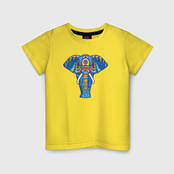Футболка хлопковая детская Синий слон, цвет: желтый