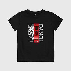 Футболка хлопковая детская Tokyo Tiger, цвет: черный