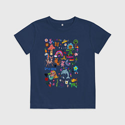 Футболка хлопковая детская Детский коллаж, цвет: тёмно-синий