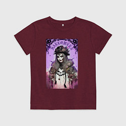 Футболка хлопковая детская Ведьма-модница - нейросеть, цвет: меланж-бордовый