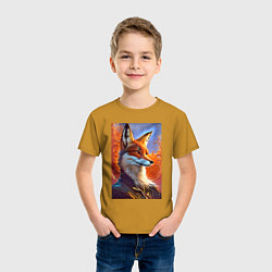 Футболка хлопковая детская Fox fashionista - neural network, цвет: горчичный — фото 2