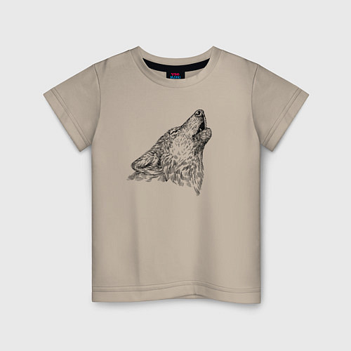 Детская футболка Волк воющий / Миндальный – фото 1