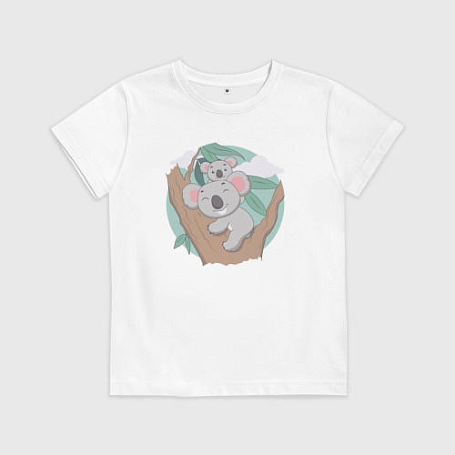 Детская футболка Коалы на дереве / Белый – фото 1