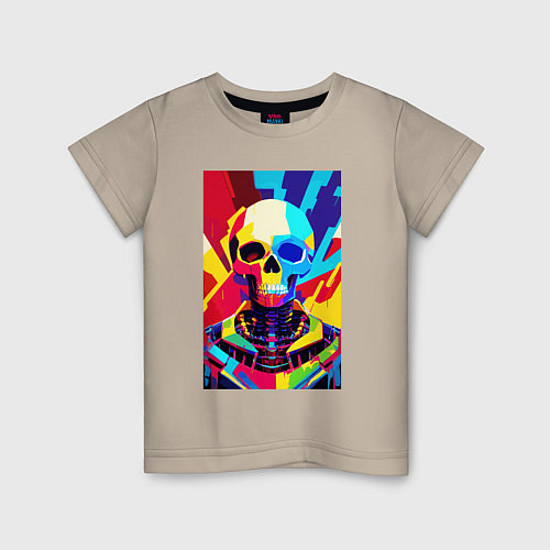 Детская футболка Pop art skull / Миндальный – фото 1