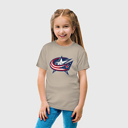 Футболка хлопковая детская Columbus blue jackets - hockey team - emblem, цвет: миндальный — фото 2