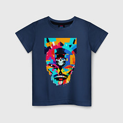 Футболка хлопковая детская Funny skull - pop art, цвет: тёмно-синий