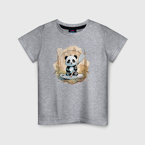 Детская футболка Панда сапсёрфер / Меланж – фото 1