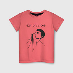 Футболка хлопковая детская Йен Кёртис Joy Division, цвет: коралловый