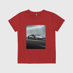 Футболка хлопковая детская Авто в режиме скорости, цвет: красный