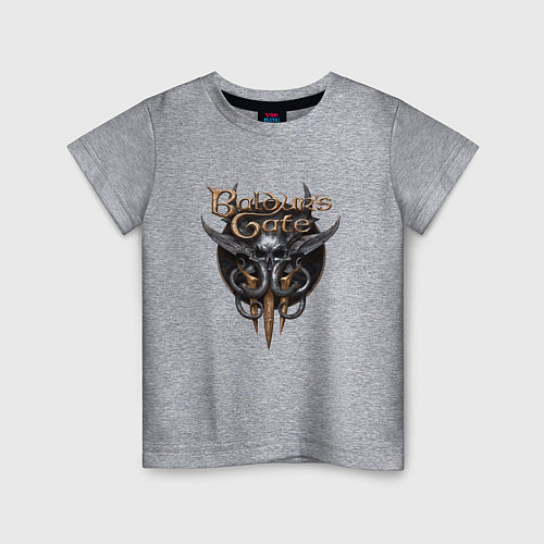 Детская футболка Baldurs Gate 3 - logotype / Меланж – фото 1