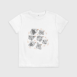 Футболка хлопковая детская Летят птицы, цвет: белый