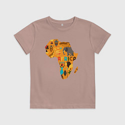 Футболка хлопковая детская Красочная Африка, цвет: пыльно-розовый