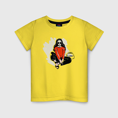 Детская футболка Женщина в чёрных очках / Желтый – фото 1