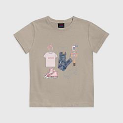 Футболка хлопковая детская Модный look, цвет: миндальный