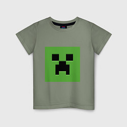Футболка хлопковая детская Minecraft creeper face, цвет: авокадо
