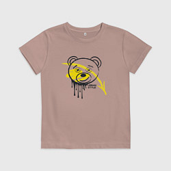 Футболка хлопковая детская Медведь в стиле urban, цвет: пыльно-розовый