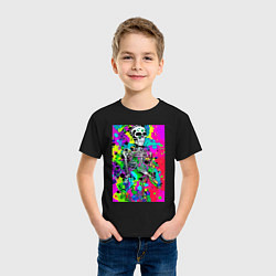 Футболка хлопковая детская Funny skeleton - pop art, цвет: черный — фото 2