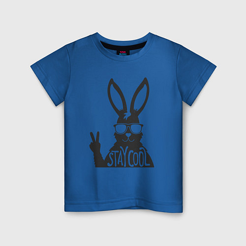 Детская футболка Stay cool rabbit / Синий – фото 1