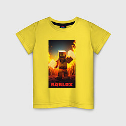 Футболка хлопковая детская Roblox avatar fire, цвет: желтый