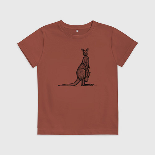 Детская футболка Кенгуру боком / Кирпичный – фото 1