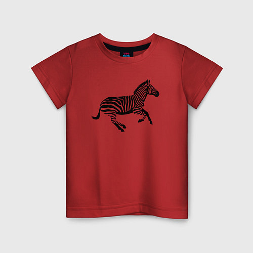 Детская футболка Зебра сбоку / Красный – фото 1