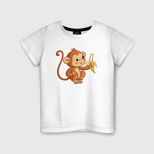 Детская футболка Мартышка с бананом / Белый – фото 1
