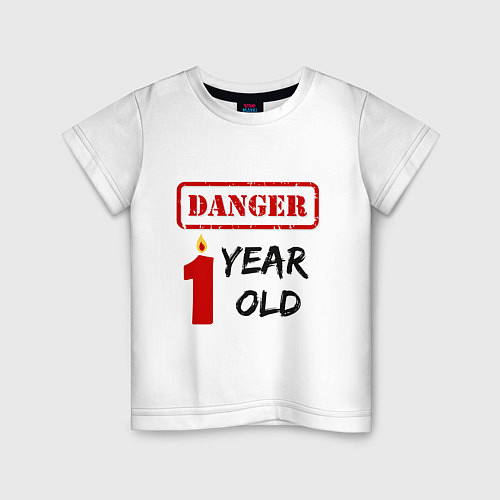 Детская футболка Осторожно - мне один год / Белый – фото 1
