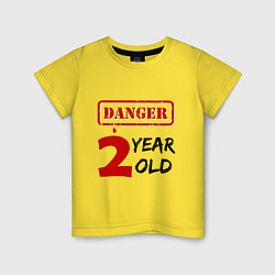 Футболка хлопковая детская Осторожно - мне два года, цвет: желтый