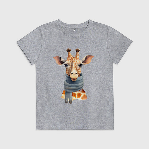 Детская футболка Жираф в шарфе Осень / Меланж – фото 1