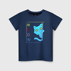 Футболка хлопковая детская Cat meow, цвет: тёмно-синий