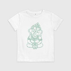 Футболка хлопковая детская Ганеша зеленый лайн, цвет: белый