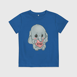 Футболка хлопковая детская Слоник с сердцем, цвет: синий