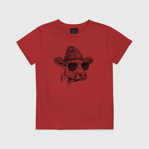 Детская футболка Корова на стиле / Красный – фото 1