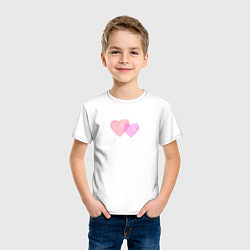Футболка хлопковая детская Два розовых сердца, цвет: белый — фото 2