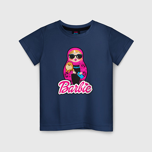 Детская футболка Девочка Барби / Тёмно-синий – фото 1