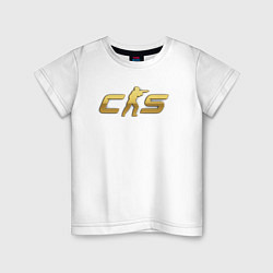Футболка хлопковая детская CS 2 gold logo, цвет: белый