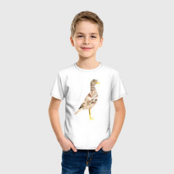 Футболка хлопковая детская Авдотка птица в стиле Low Poly, цвет: белый — фото 2